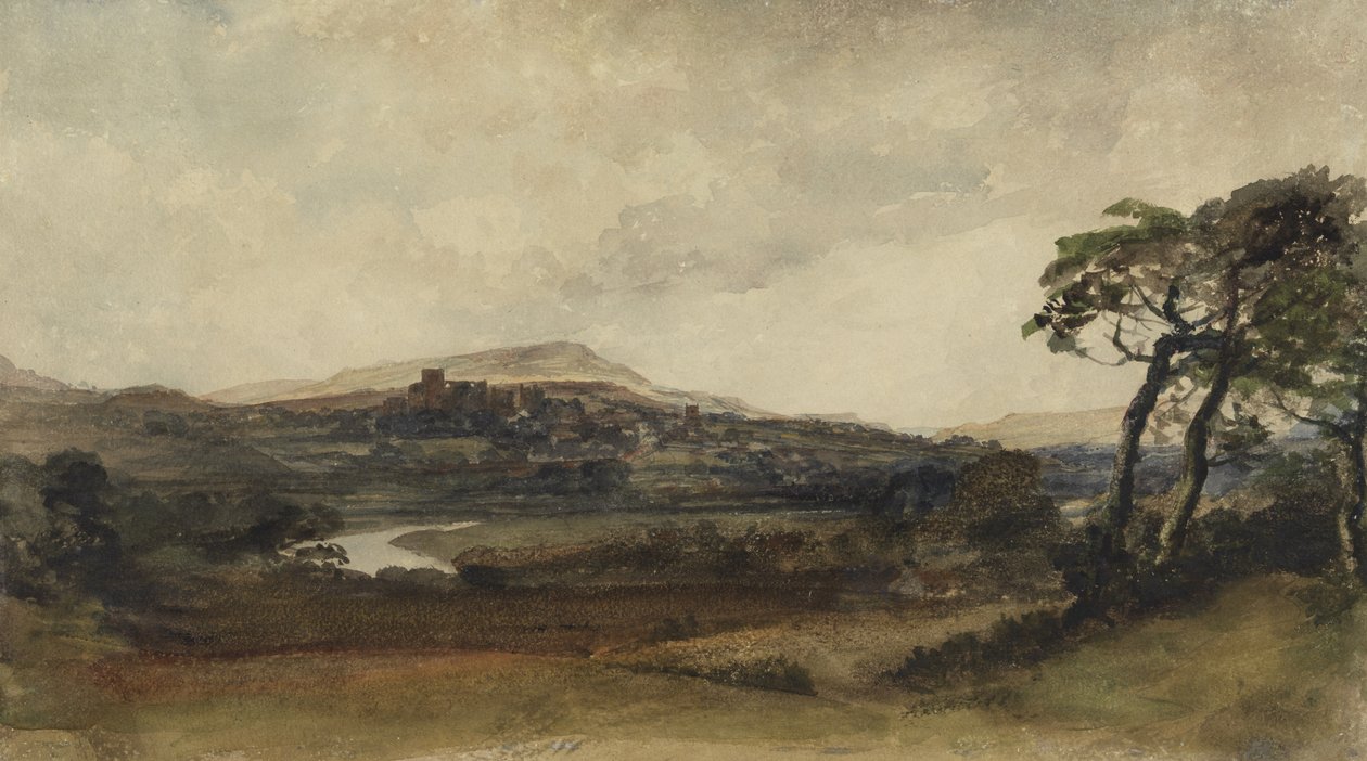 Middleham, Yorkshire (akvarel over grafit med kropsfarve på papir) af Peter de Wint