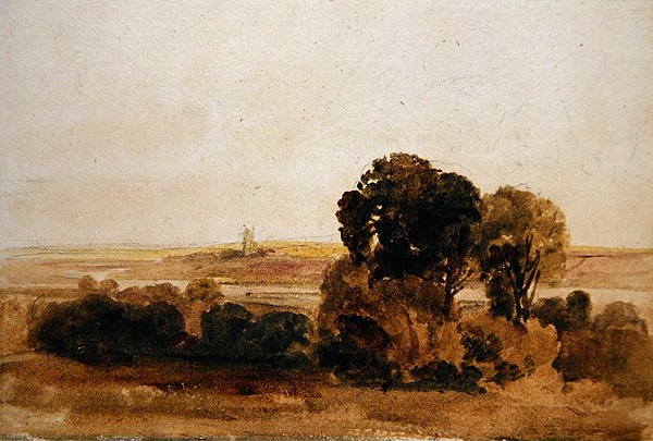 On the River Trent (akvarel på papir) af Peter de Wint