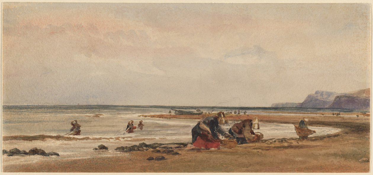 Tangindsamlere på stranden ved Redcar, Yorkshire af Peter de Wint