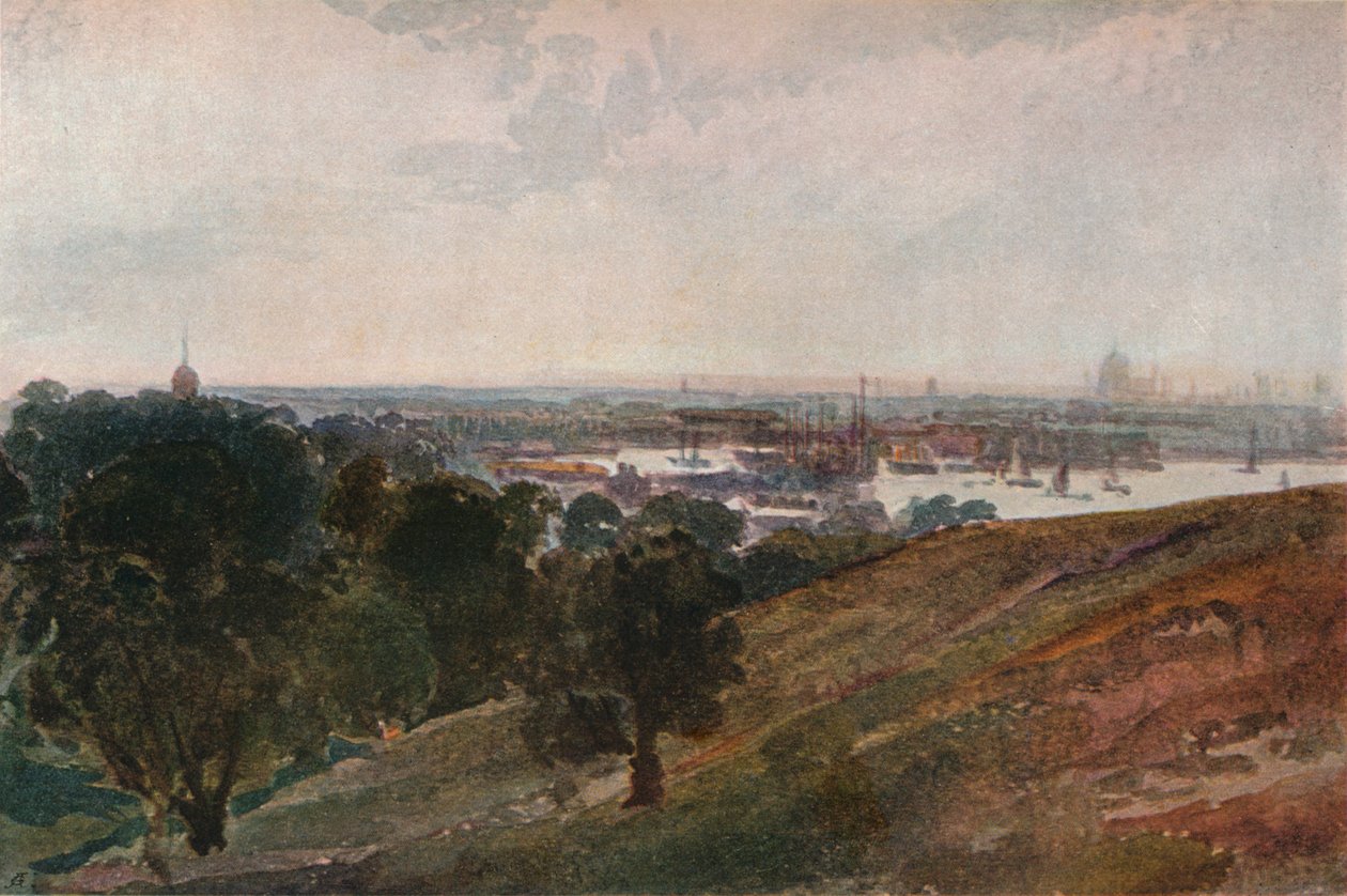 Themsen fra Greenwich Hill, c1820 af Peter de Wint