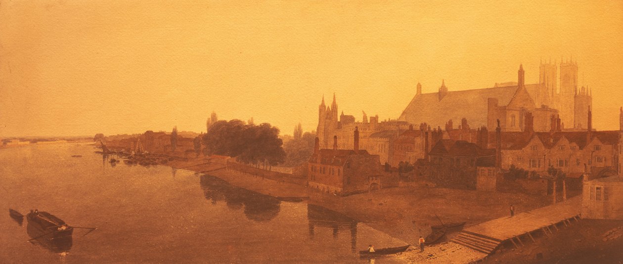 Westminster Abbey and Hall og Old Houses of Parliament af Peter de Wint