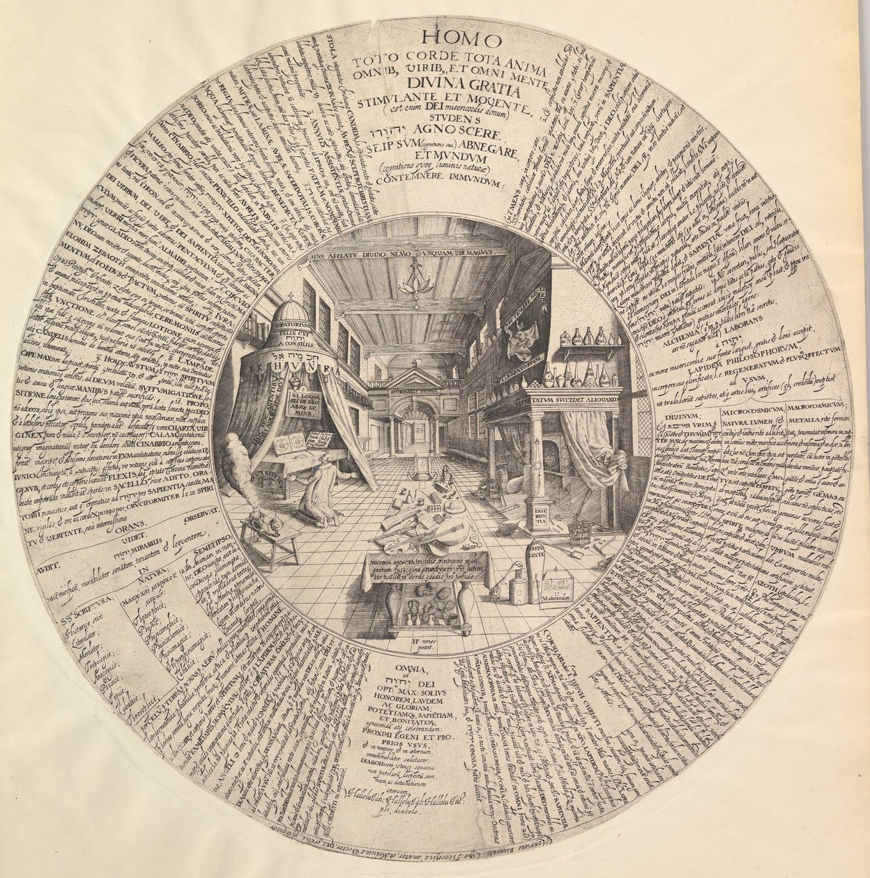 Alkymistens laboratorium fra Heinrich Khunrath, Amphitheatre of Eternal Wisdom.n.d. af Peter van der Doort