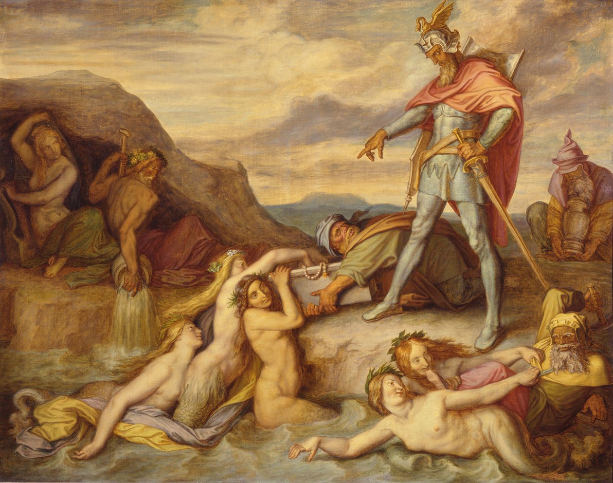 Hagen sænker Nibelungeskatten af Peter von Cornelius