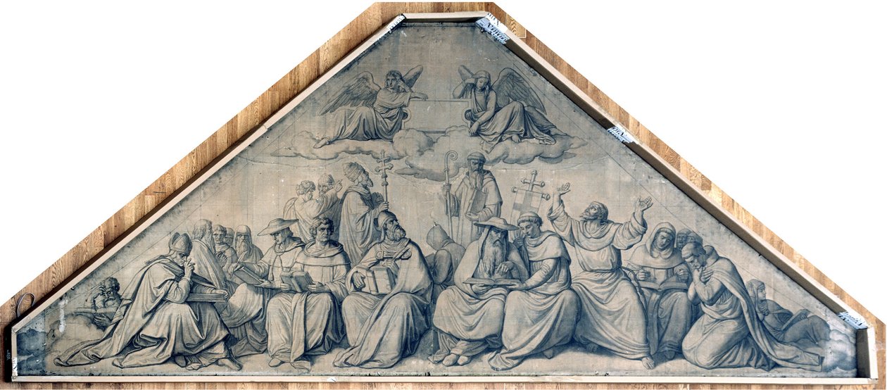 Kirkefædre og grundlæggere af munkeordener. Karton til freskerne i Ludwigskirken i München af Peter von Cornelius