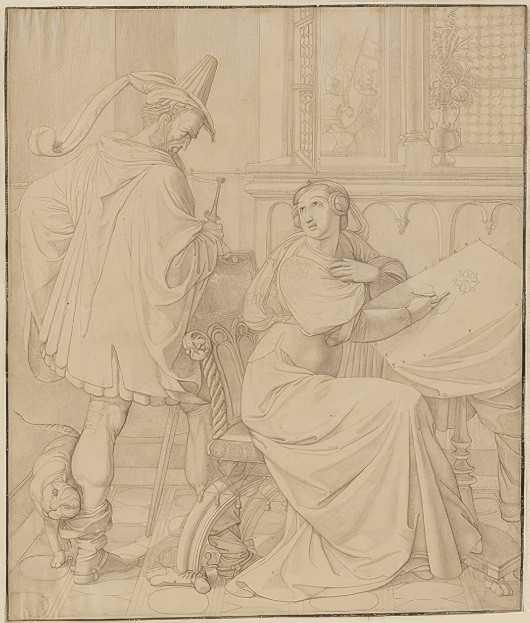 Syv tegninger til Nibelungen: 3. Hagens forræderi. 1812-17 af Peter von Cornelius