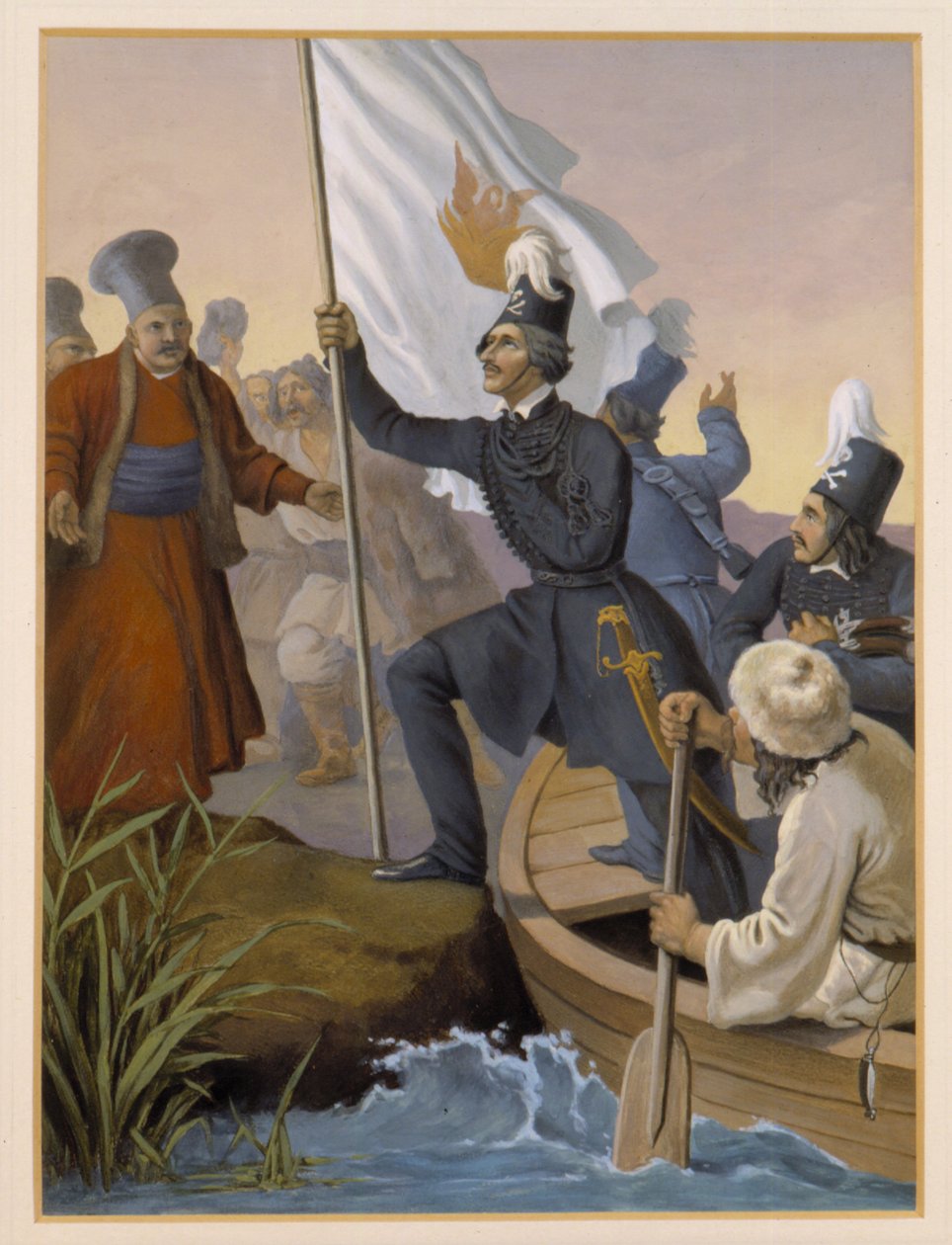 Alexandros Ypsilantis krydser Prouthos-floden, februar 1821 af Peter von Hess