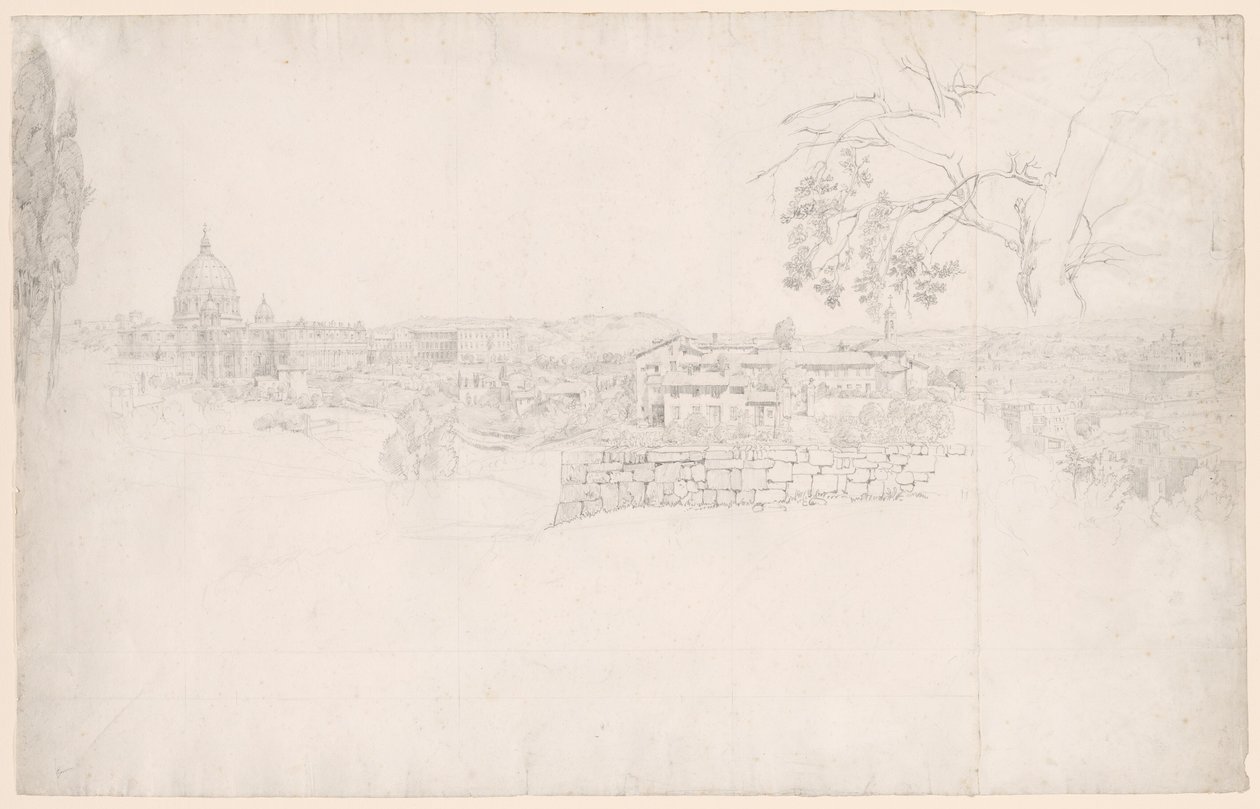 Fantasy Panorama af Rom fra St. Peters til Castel San Angelo af Peter von Hess