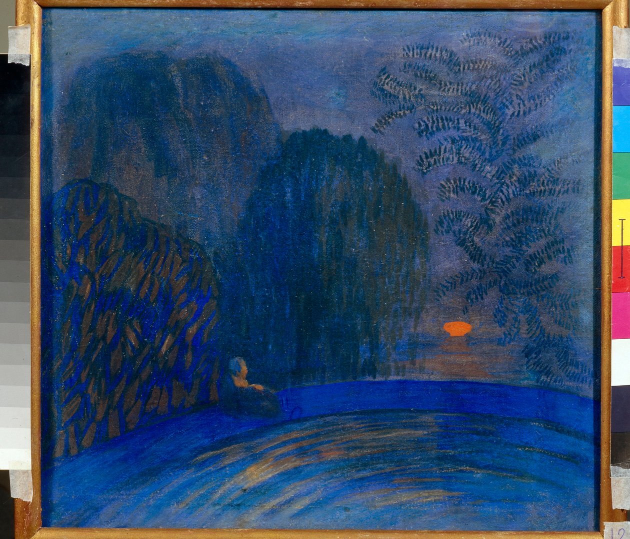 ""Månemotiv"" Månelandskab Maleri af Pyotr Savvich Utkin (1877-1934) 1906 Dim 46x44 cm Tempera på lærred Privat samling af Petr Savvic Utkin