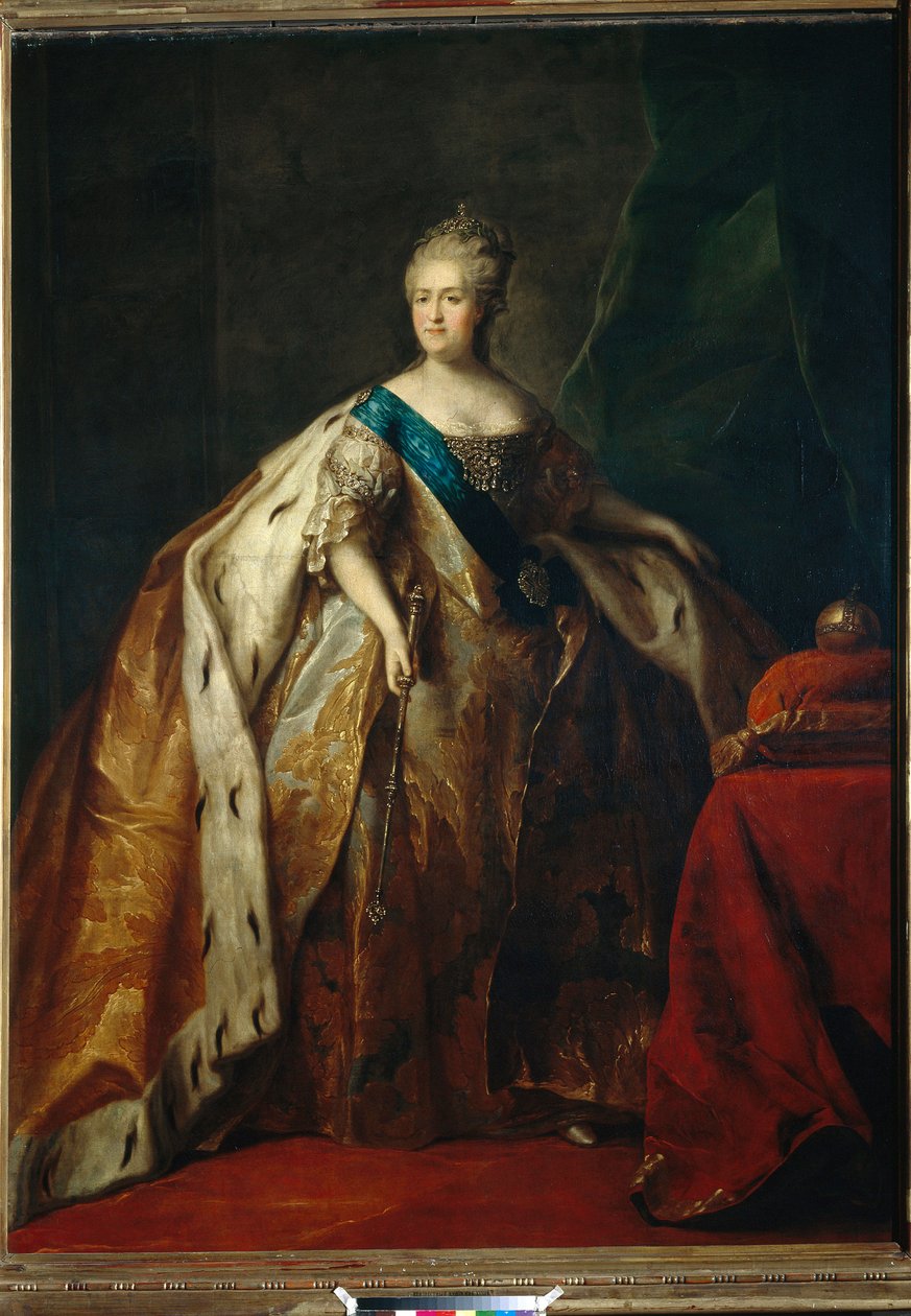 Portræt af kejserinde Catherine II (Marthe Helene Skavronskaia af Petr Semenovich Drozhdin