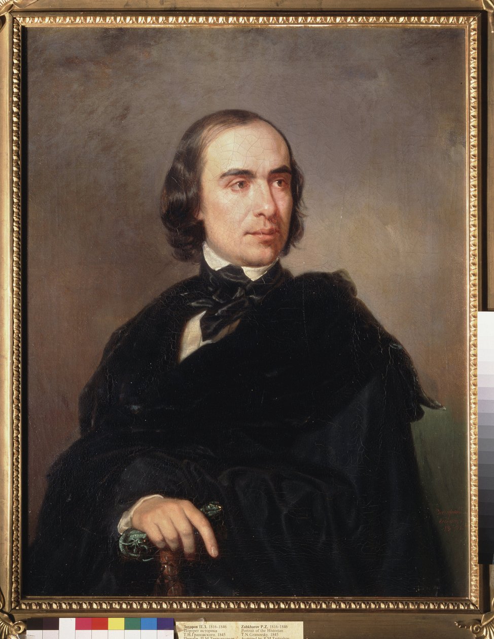 Portræt af historikeren Timofey Granovsky (Timofei Granovsky) (1813-1855). Peinture de Pyotr Zakharovich Zakharov tjetjenere (Zakharov-tjetjenere) (1816-1846), huile sur toile af Petr Zakharovich Zakharov Chechenets