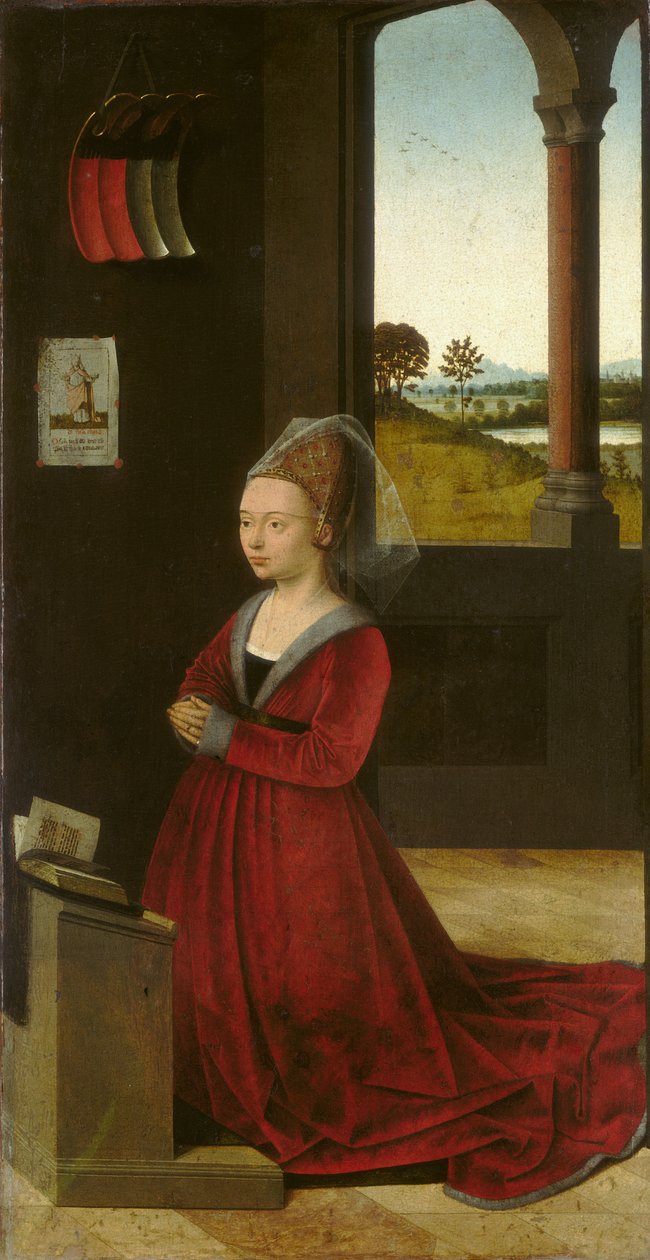 Portræt af en kvindelig donor, ca. 1455 af Petrus Christus