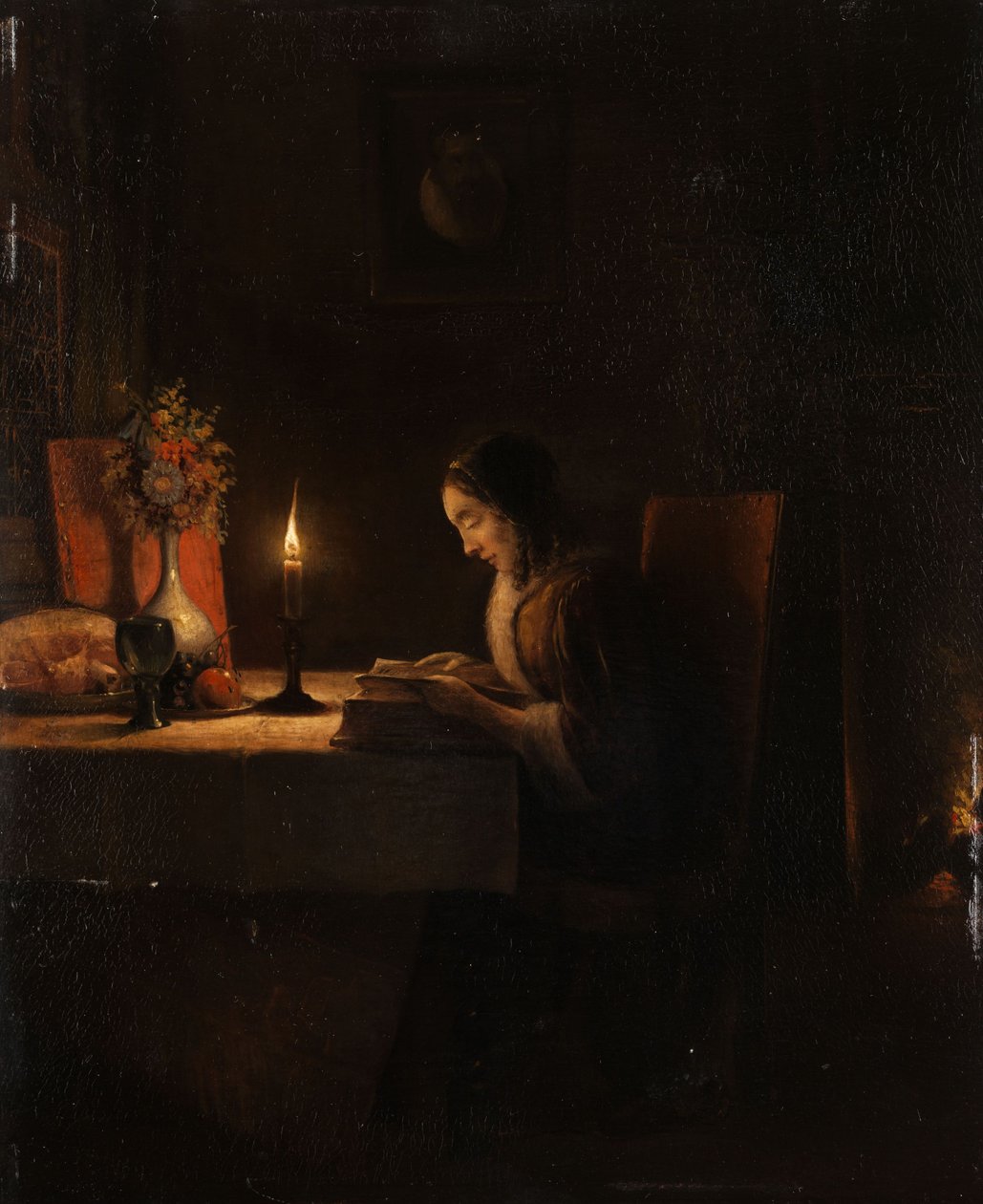 Læsning ved stearinlys af Petrus van Schendel