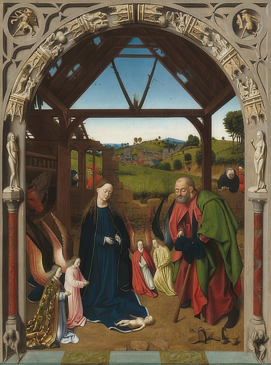 Kristi fødsel. Omkring 1450 af Petrus Christus