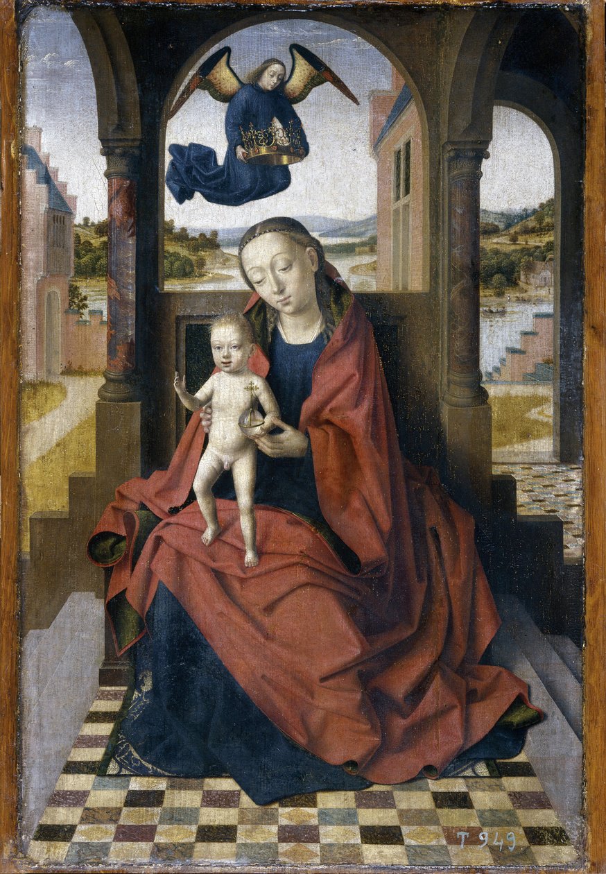 Madonnaen og barnet - Maleri af Petrus Christus (1410/20-1476), olie på træ (49x34 cm), omkring 1460 - (Madonnaen og barnet - olie på træ af Petrus Christus af Petrus Christus