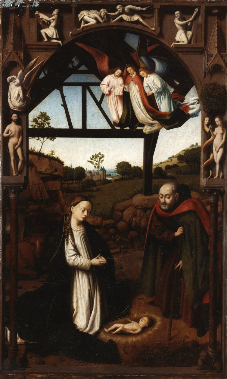 Kristi fødsel Den hellige nat, 1452. af Petrus Christus