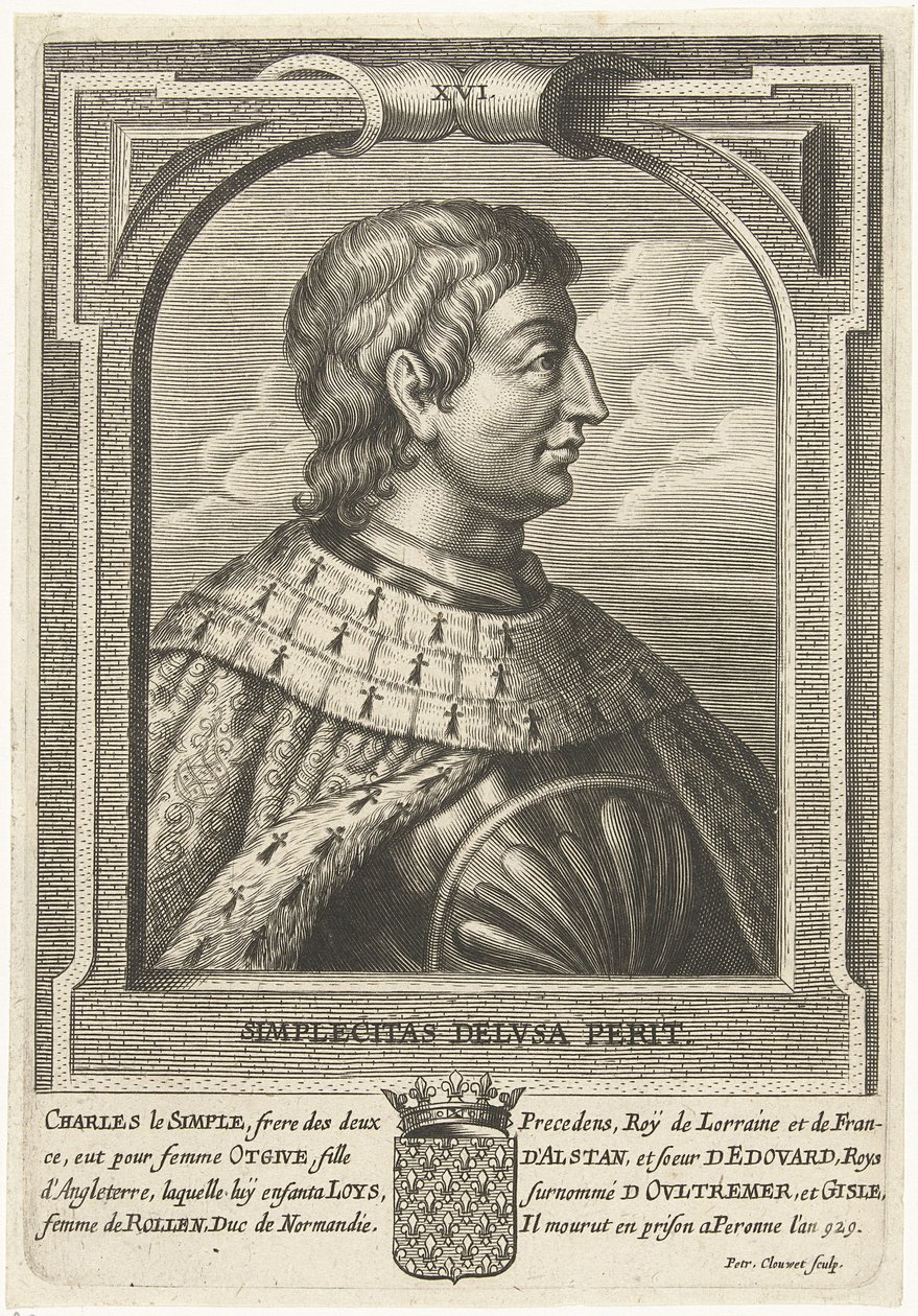 Karl III den Enfoldige, konge af Vestfrankien af Petrus Clouwet