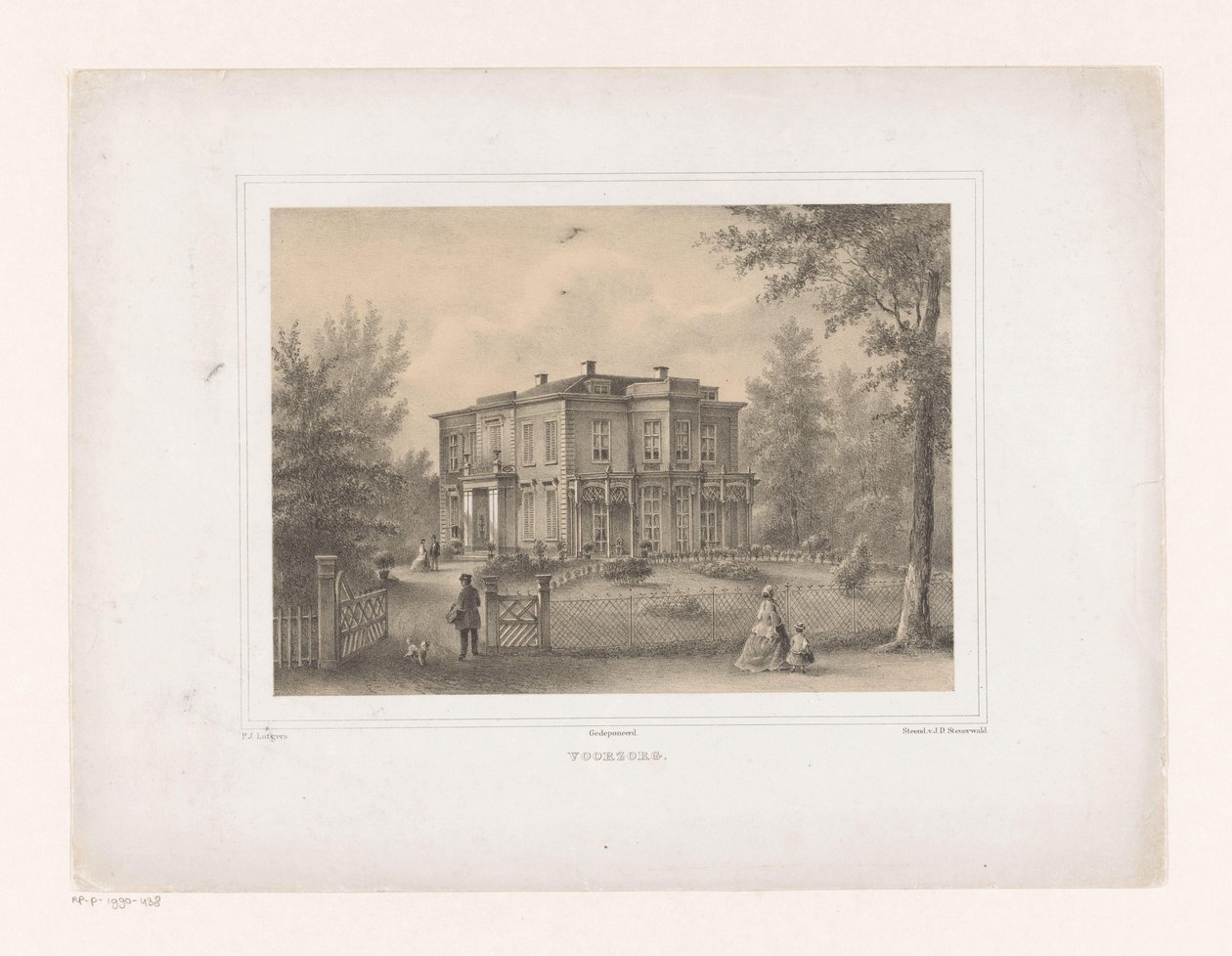 Udsigt over landejendommen Forsigtighed Forholdsregel (titel på objekt) Udsigt i omgivelserne i Utrecht (serietitel) af Petrus Josephus Lutgers
