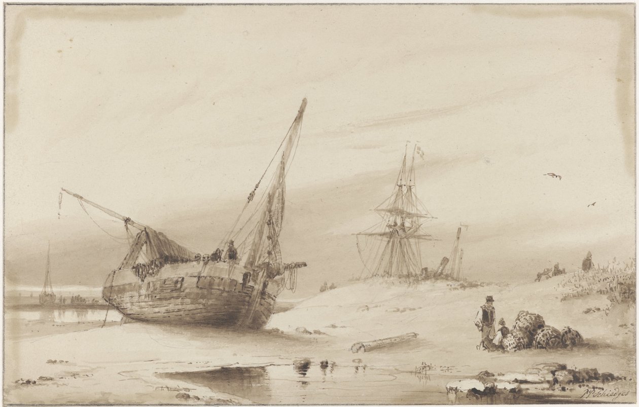 Skibe på stranden af Petrus Paulus Schiedges (I)