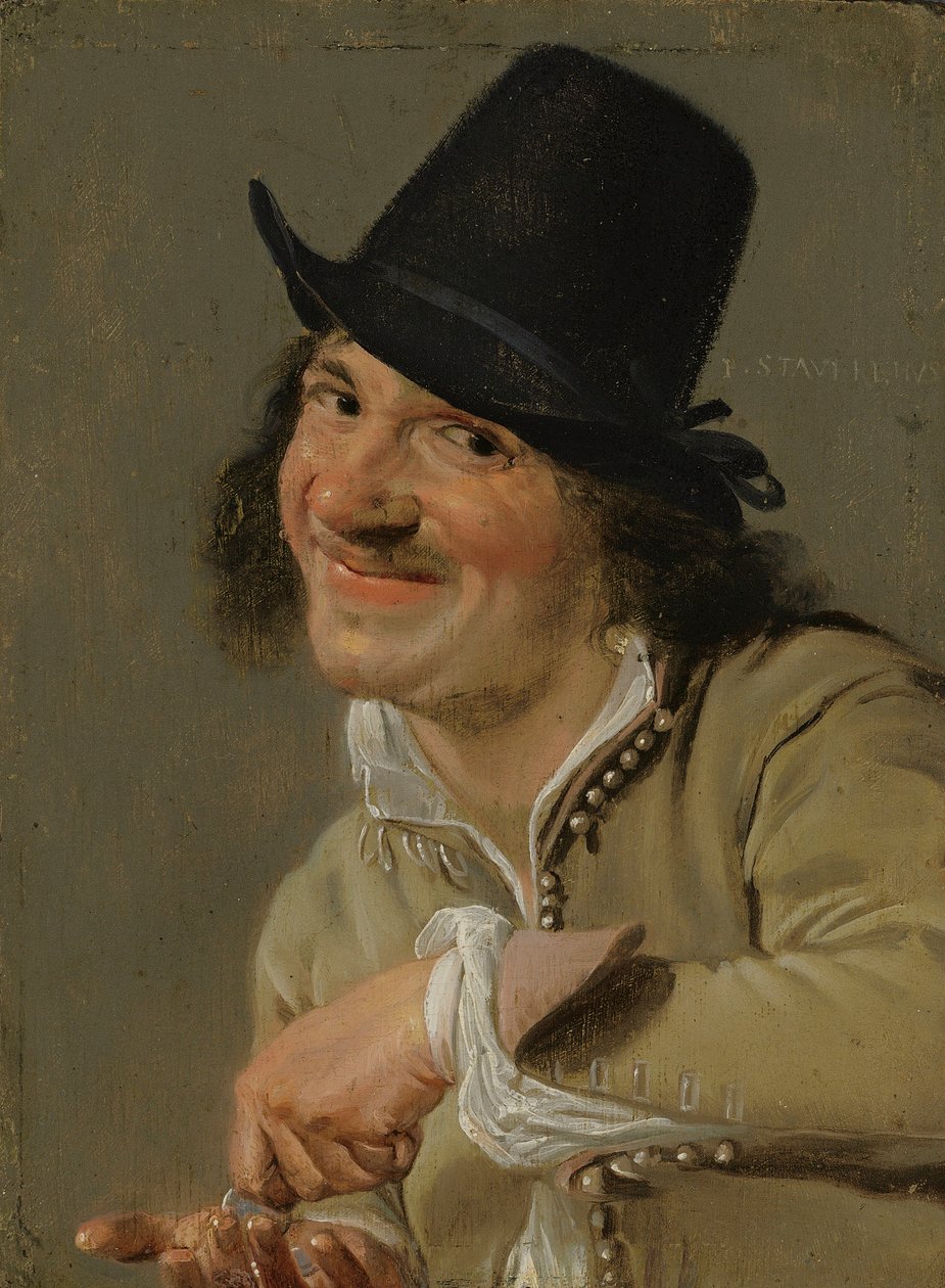 Høring: En mand der tæller mønter. . Fra serien Personifications of the Five Senses, ca. 1635-66 (olie på træ) af Petrus Staverenus