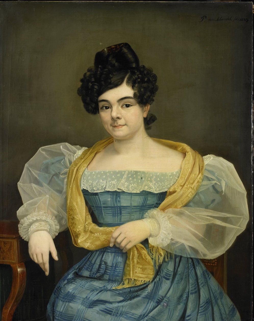 Portræt af Adriana Johanna van Wijck, Hustru til Johannes Ploos van Amstel af Petrus van Schendel
