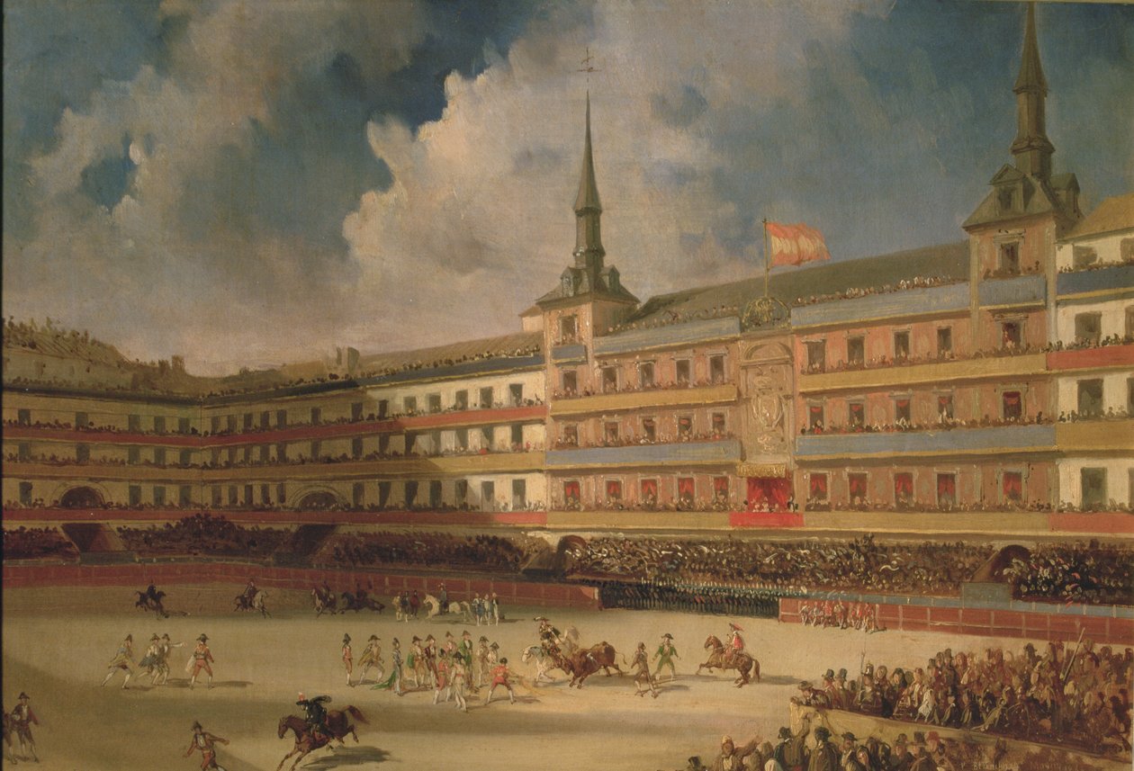 Tyrefægtning på Plaza Mayor i Madrid under festlighederne for brylluppet af hertugen af Montpensier af Pharamond Blanchard