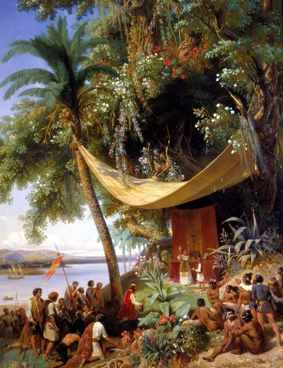 Friluftsevangeliseringsmesse i Amerika - maleri af Pharamond af Pharamond Blanchard