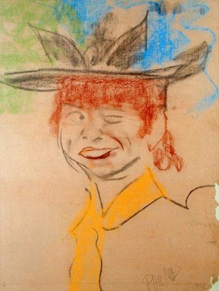 Laughing and Winking Girl (pastel på papir) af Phil May