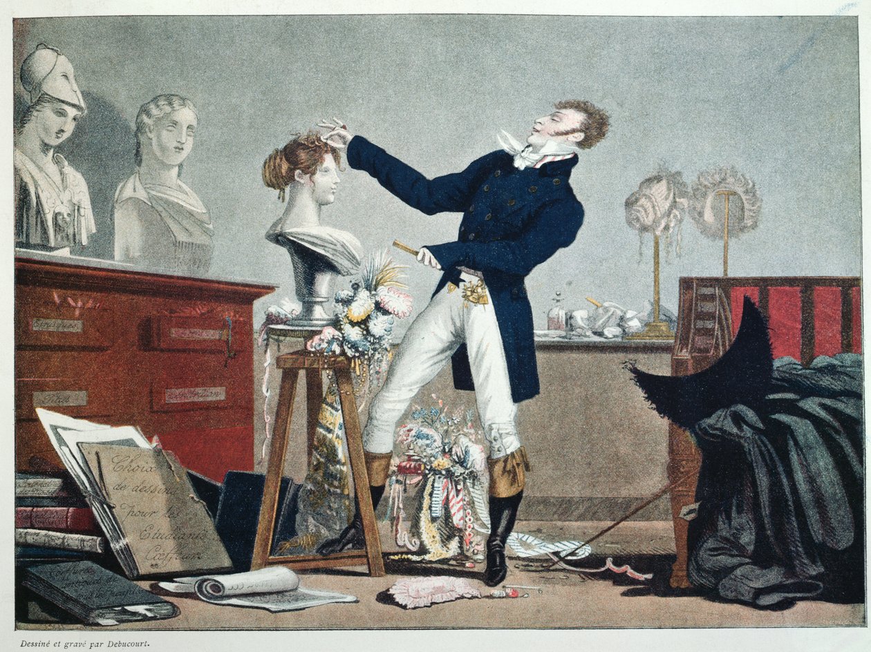 Forberedelse af en paryk af Philibert Louis Debucourt
