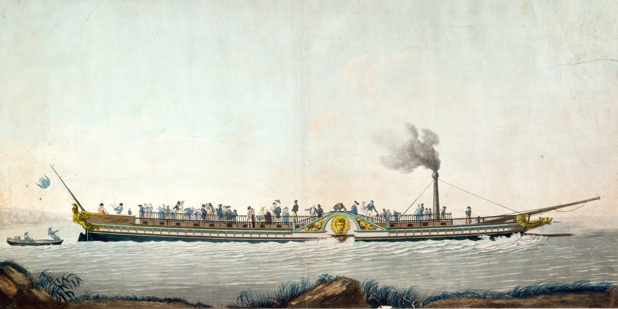Charles-Philippe, den første dampbåd søsat på Seinen, 20. august 1816 af Philibert Louis Debucourt