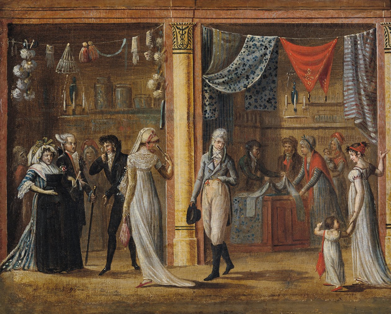 Galleriet i Palais Royal, efter et maleri af Jean Francois Bosio (1764-1827) 1798 af Philibert Louis Debucourt