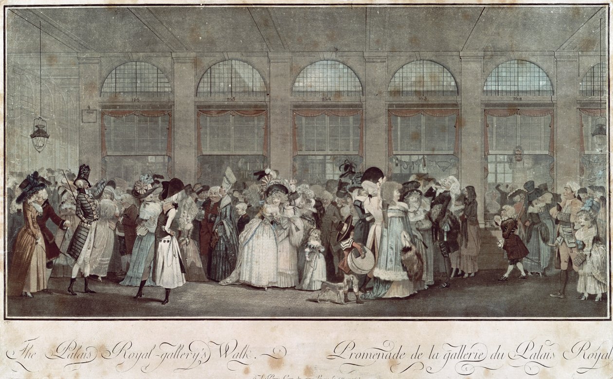 Palais Royal-galleriets gang, 1787 af Philibert Louis Debucourt