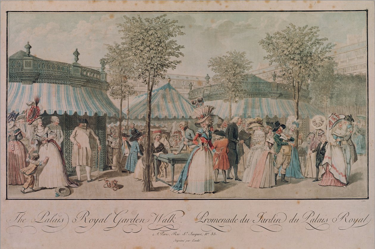 Palais Royal Garden Walk, 1787 af Philibert Louis Debucourt