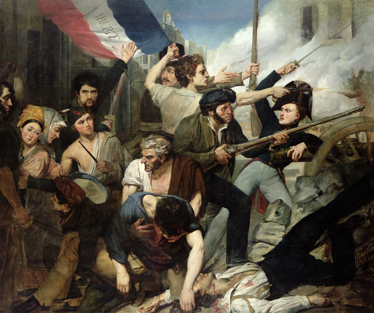 Scene fra 1830-revolutionen af Philibert Rouviere