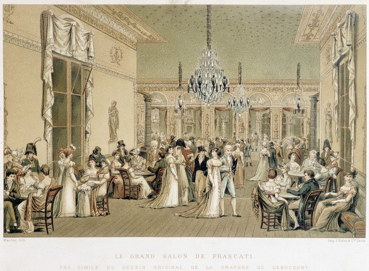 Grand Salon du cafe Frascati i Paris. Litografi af Philibert-Louis Debucourt (1755-1832) af Philibert Louis Debucourt