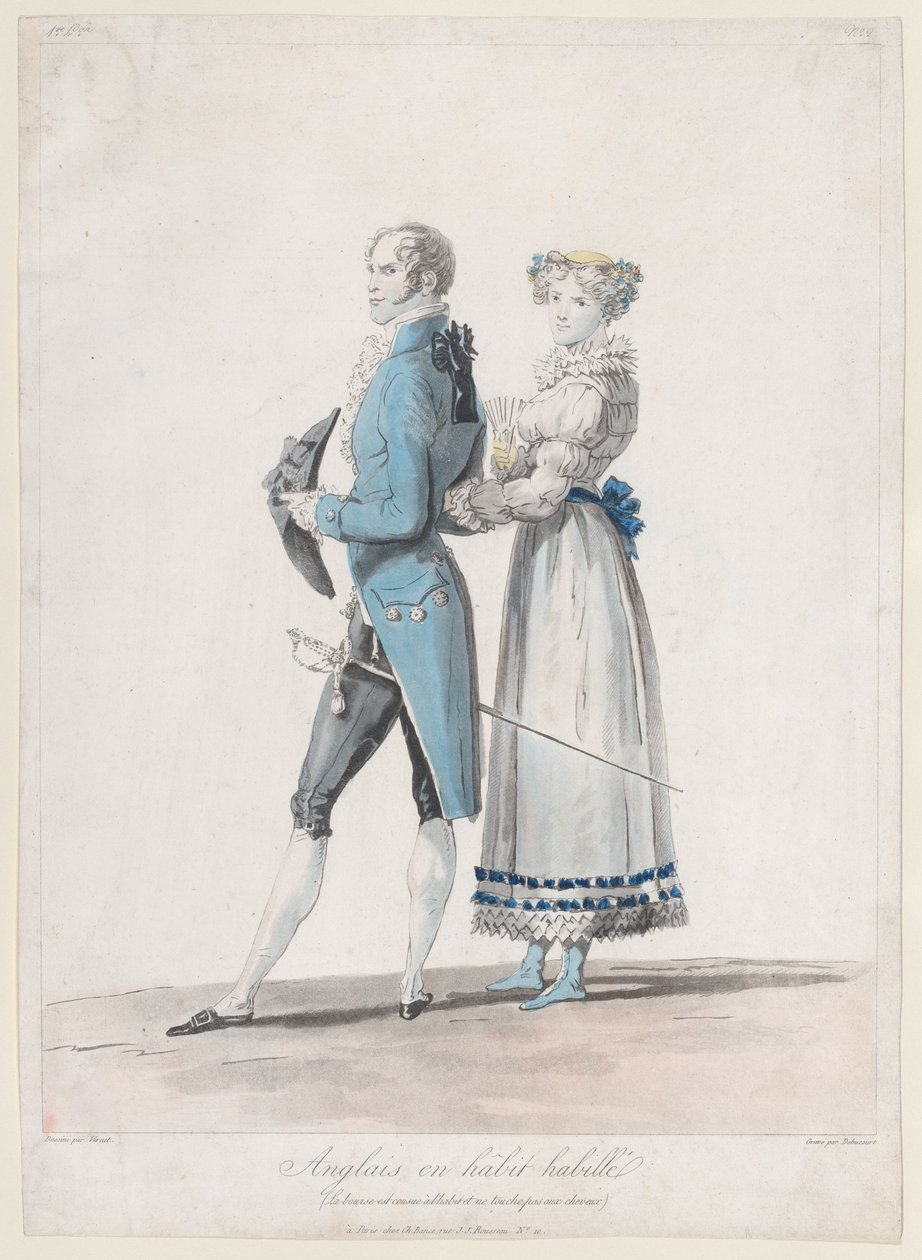 Englænder i Habit Habille, fra Collections de Costumes Dessines, 1814-24., af Philibert Louis Debucourt