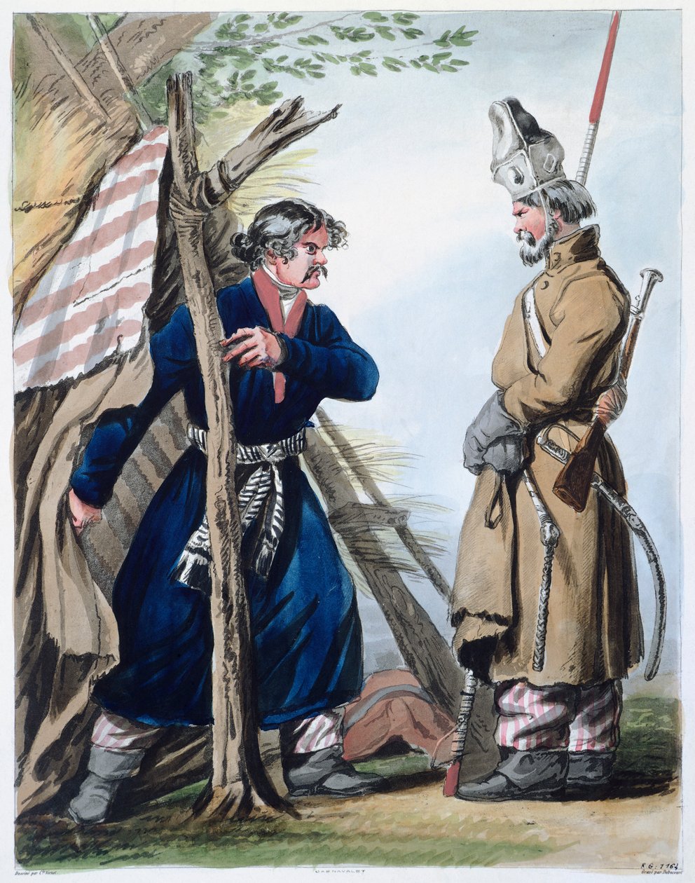 Bivuakkosak, af Louis-Philibert Debucourt Rusland 1700-tallet Tryk af Philibert Louis Debucourt