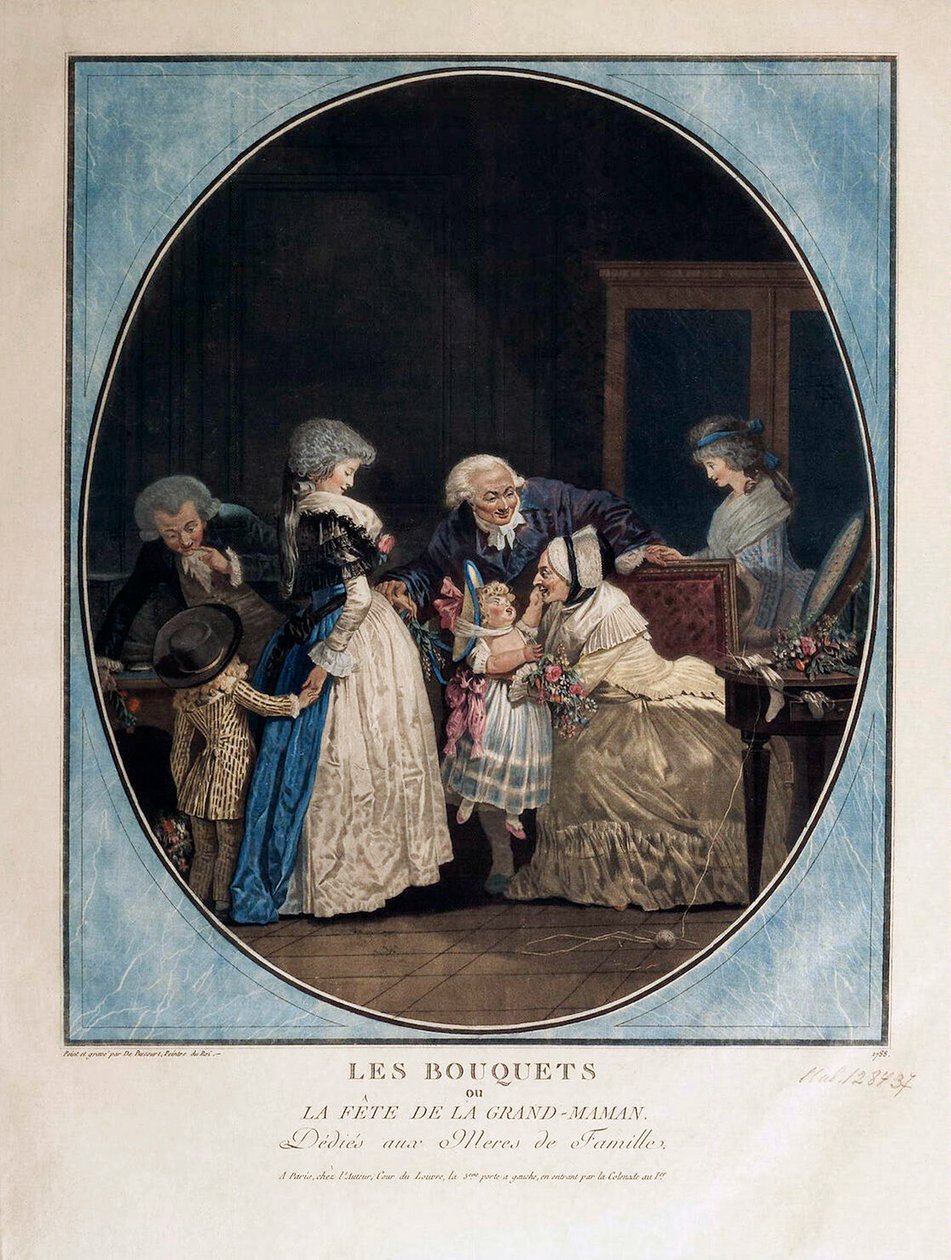 Tillykke med bedstemoderens navnedag, 1788. af Philibert Louis Debucourt