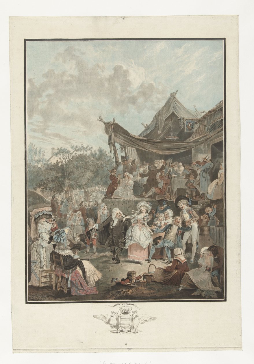 Dansende brud Brudens Menuet af Philibert Louis Debucourt