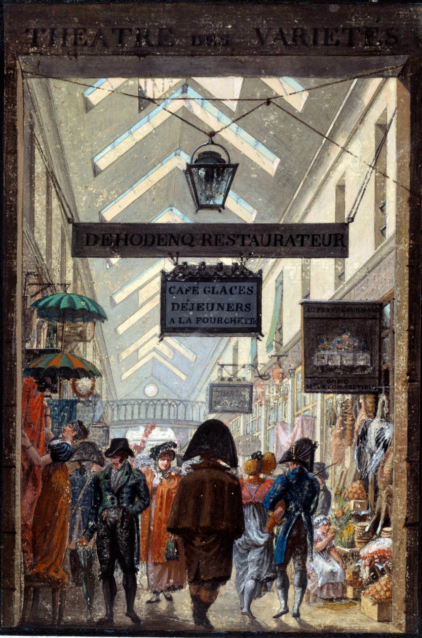 Passage des Panoramas à Paris Litografi tilskrevet Louis Philibert Debucourt (1755-1832) Paris fra det 19. århundrede, Musee Carnavalet af Philibert Louis Debucourt