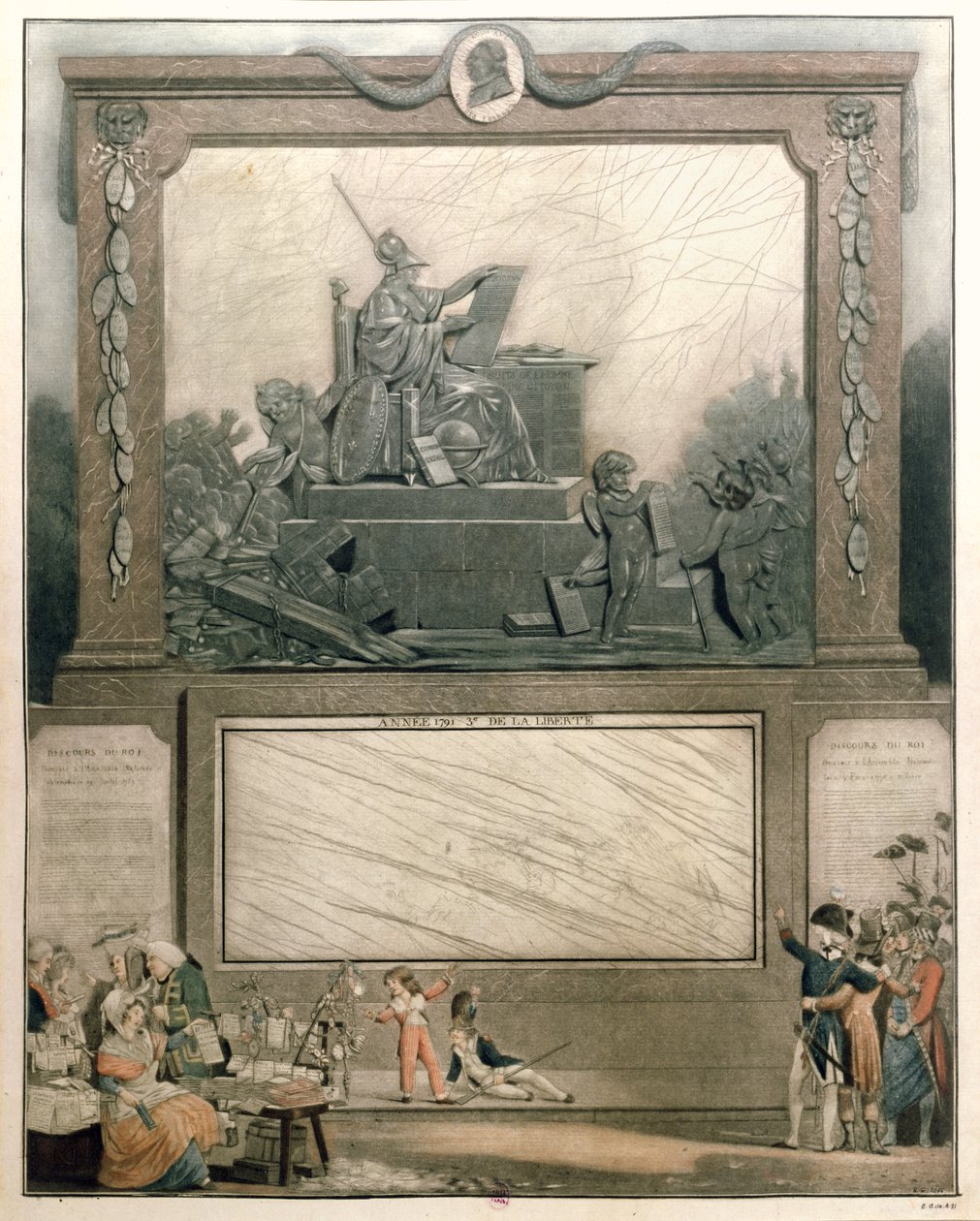 National Almanach for 1791, dedikeret til Forfatningens Venner, 1790 (farveakvatint) (se 485200 for detaljer) af Philibert Louis Debucourt