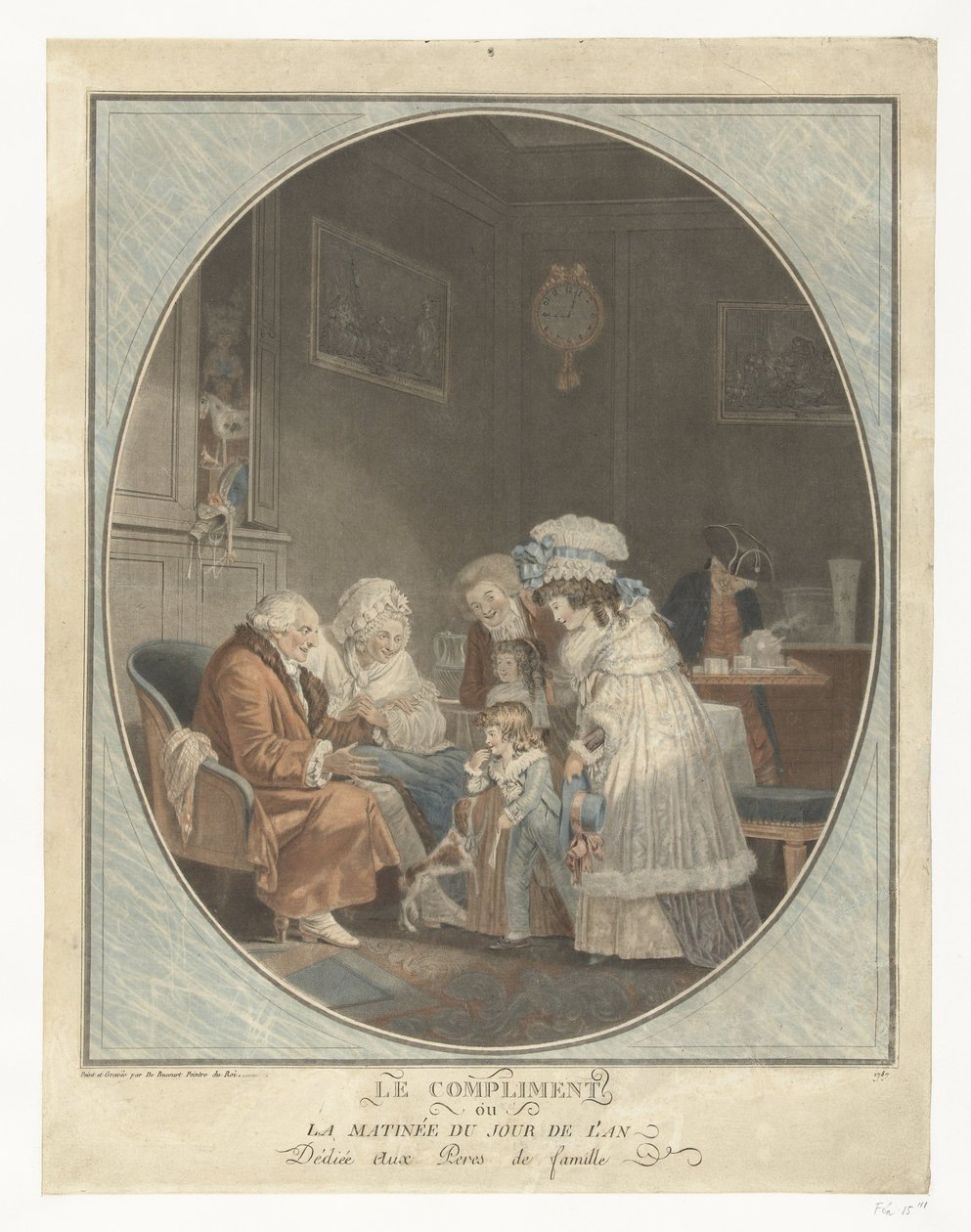 Nyårsdag Komplimentet eller nytårsmorgen (titel på objekt) af Philibert Louis Debucourt