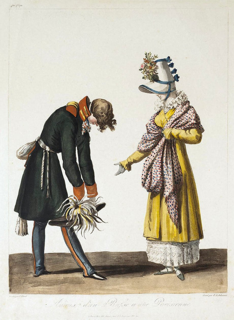 Afsked af en russisk officer med en parisisk kvinde, 1816. af Philibert Louis Debucourt