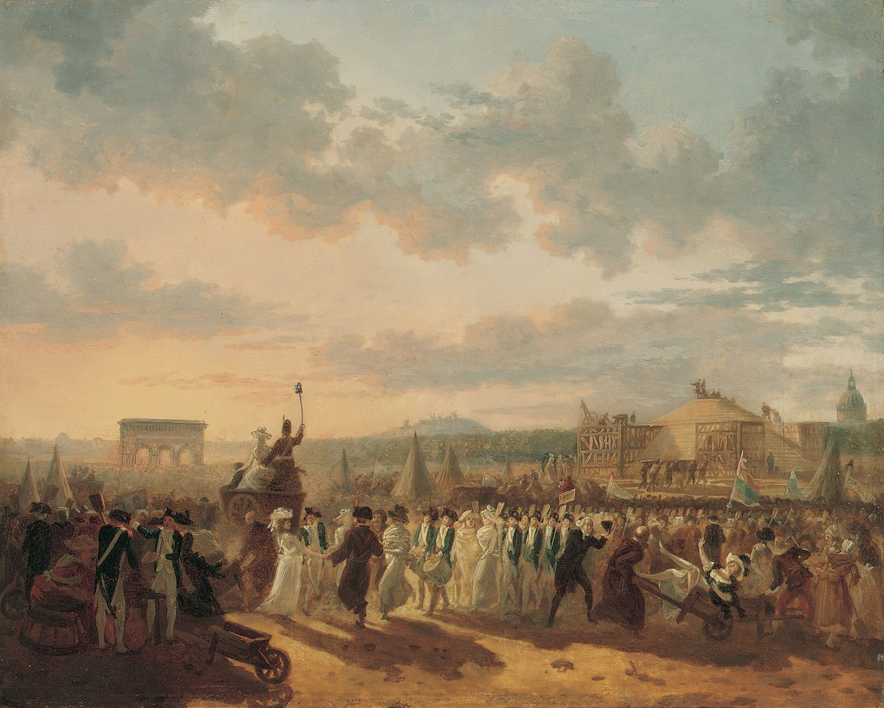 Forberedelser til Fete de la Federation, 14. juli 1790 af Philibert Louis Debucourt