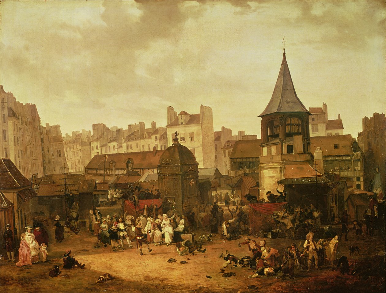 Glæde sig i Les Halles for at fejre Dauphin Louis fra Frankrigs fødsel (1781-89) 21. januar 1781, 1783 af Philibert Louis Debucourt