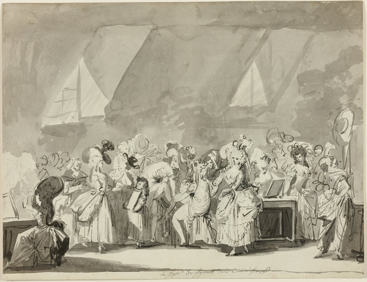 Omklædningsrummet for statister fra Comedie Francaise af Philibert Louis Debucourt