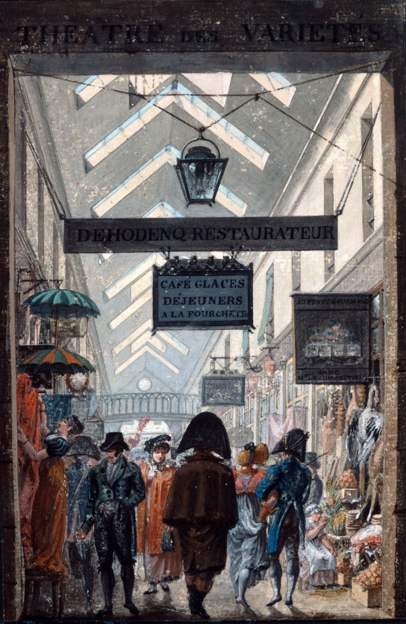 Shopping Arcade des Panoramas i Paris, 1807 af Philibert Louis Debucourt
