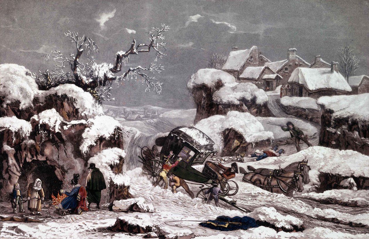 Den væltede vogn. Tryk tilskrevet Philibert Louis Debucourt (1755 - 1832). Privat samling. af Philibert Louis Debucourt
