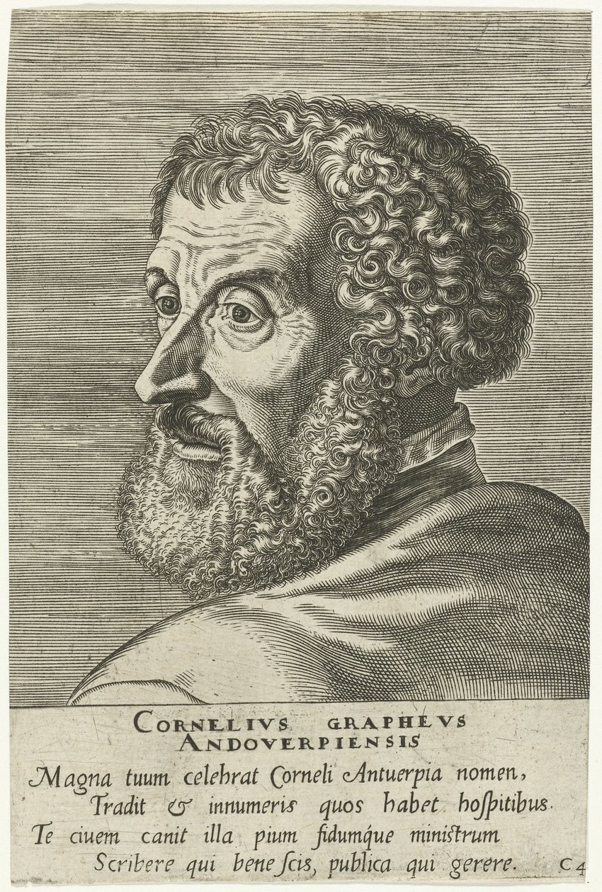 Graveret portræt af Cornelius Grapheus af Philip Galle