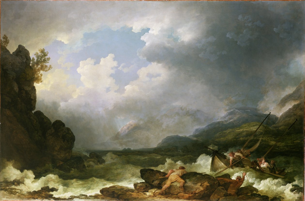 Belle Isle Windermere i en storm af Philippe Jacques de Loutherbourg