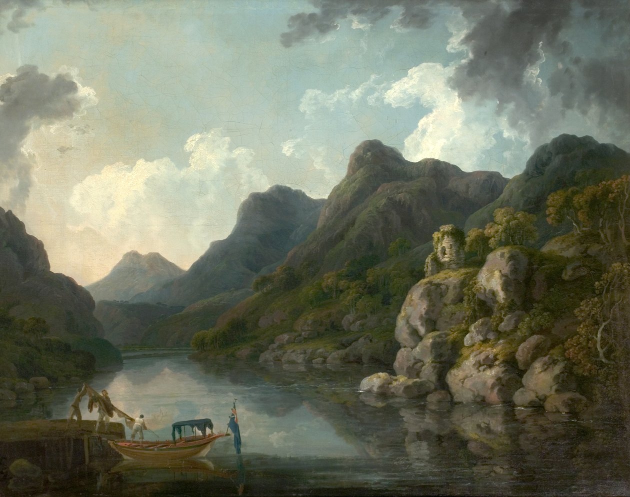 Udsigt over Snowdon med slottet Dolbardarn fra Llanberis, North Wales, 1787 af Philippe Jacques de Loutherbourg